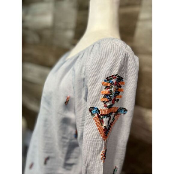 Velvet cotton embroidered blouse - Picture 3 of 8